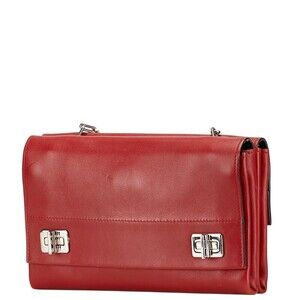 Prada shoulder bag red chain leather logo